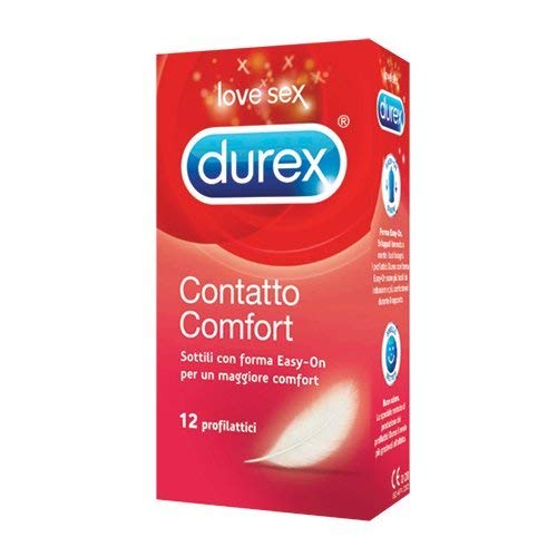 Durex Contatto Comfort Preservativi Sottili ad Alta Sensibilità, 12 Profilattici
