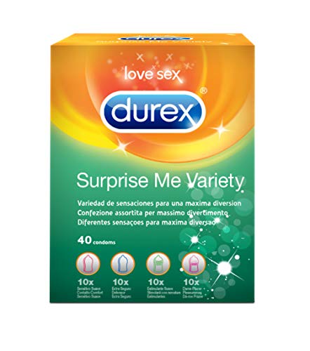 Durex Surprise Me Preservativi Assortiti, 40 Profilattici