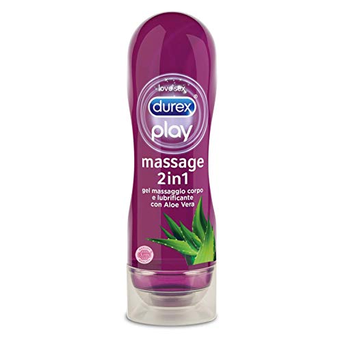 Durex Massage 2 in 1 Sensual Lubrificante Intimo e Gel Stimolante a Base Acqua con Aloe Vera, 200 ml